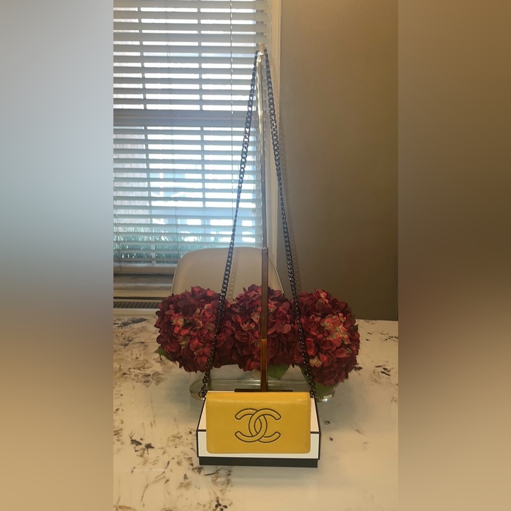 Preloved CHANEL CoCo Mark Long wallet - yellow calfskin leather with gunmetal - Picture 12 of 17
